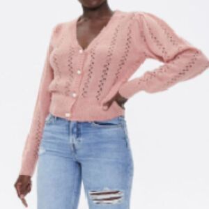 Almost Famous Faux Pearl‎ Knit Cardigan Sweater Large